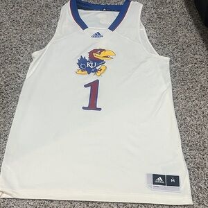 adidas White Kansas Jayhawks #1 Basketball Men’s Jersey